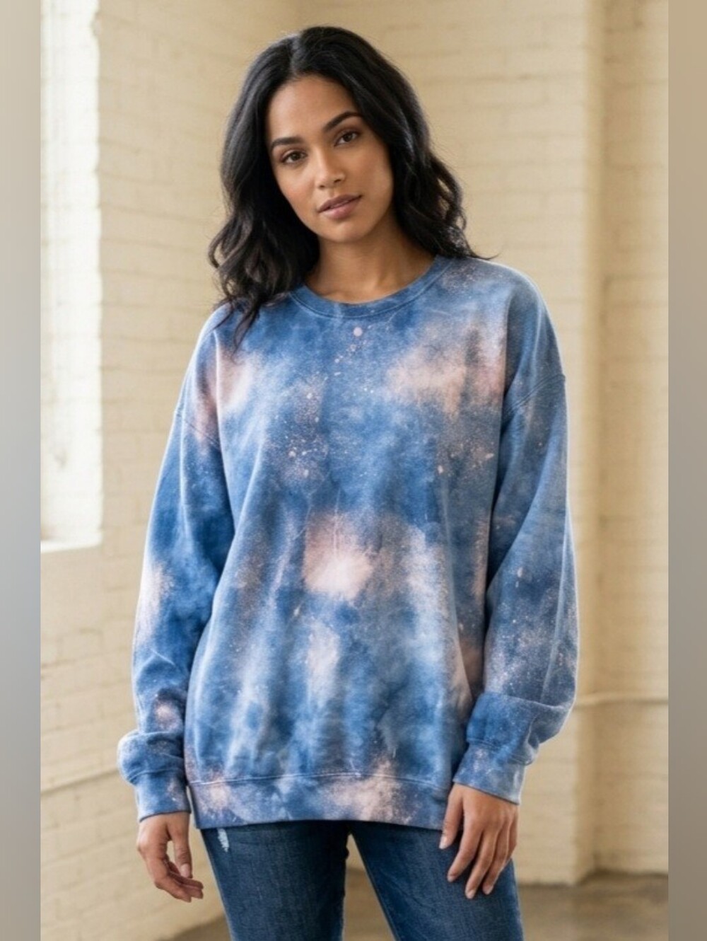 425. NWT - URBAN RENEWAL Remade Blue & Pink Tie-Dye Oversized Sweater